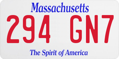 MA license plate 294GN7