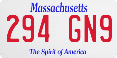 MA license plate 294GN9