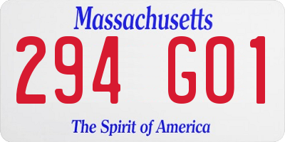 MA license plate 294GO1