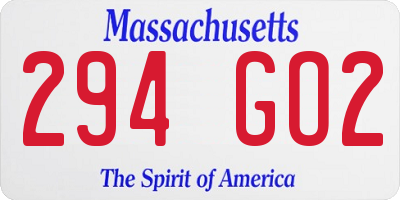 MA license plate 294GO2