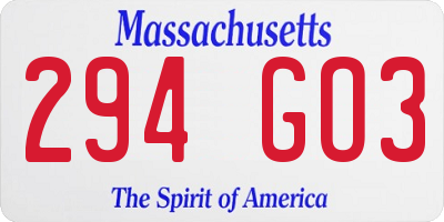 MA license plate 294GO3