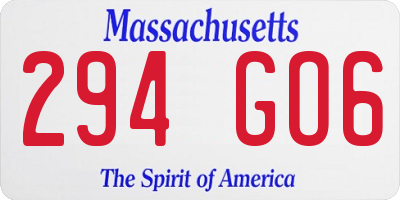 MA license plate 294GO6