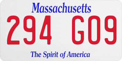 MA license plate 294GO9