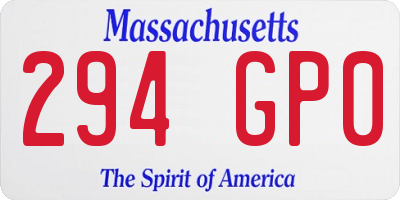MA license plate 294GP0