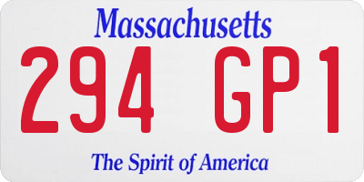 MA license plate 294GP1