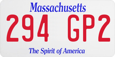 MA license plate 294GP2