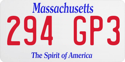 MA license plate 294GP3