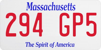 MA license plate 294GP5