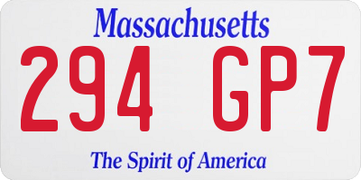 MA license plate 294GP7