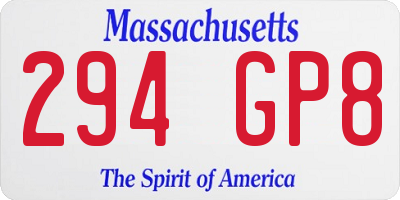 MA license plate 294GP8