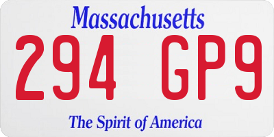 MA license plate 294GP9
