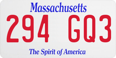 MA license plate 294GQ3