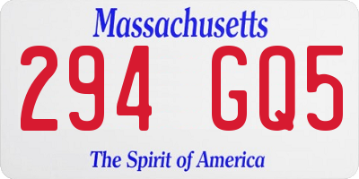 MA license plate 294GQ5