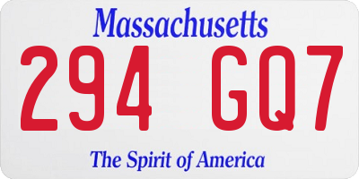 MA license plate 294GQ7
