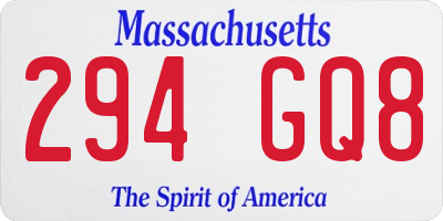 MA license plate 294GQ8