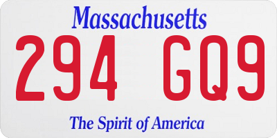 MA license plate 294GQ9
