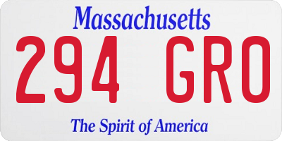 MA license plate 294GR0