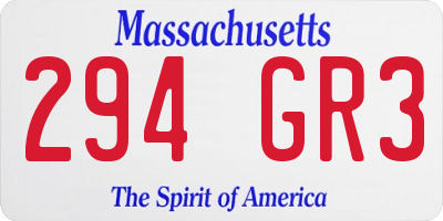 MA license plate 294GR3