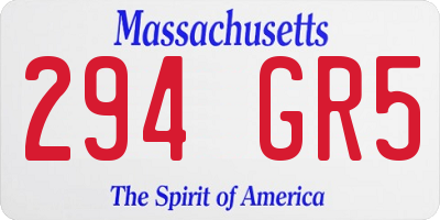 MA license plate 294GR5