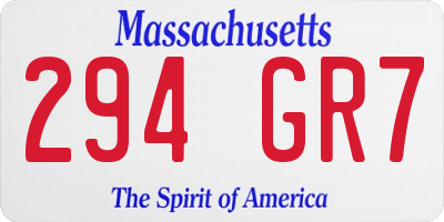 MA license plate 294GR7