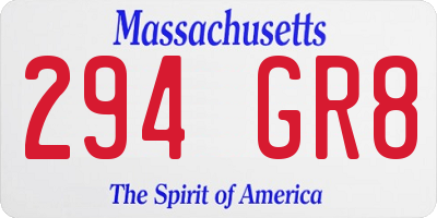 MA license plate 294GR8