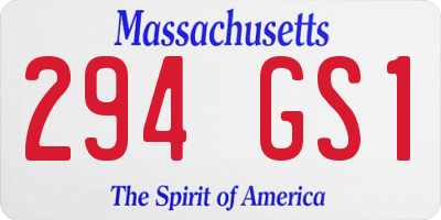 MA license plate 294GS1