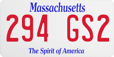 MA license plate 294GS2
