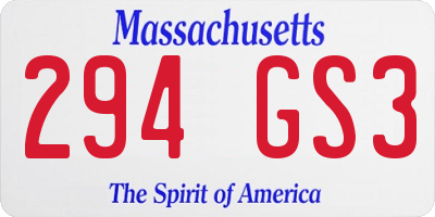 MA license plate 294GS3