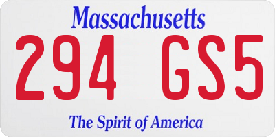 MA license plate 294GS5