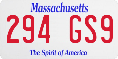 MA license plate 294GS9