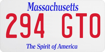 MA license plate 294GT0