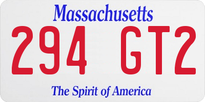 MA license plate 294GT2