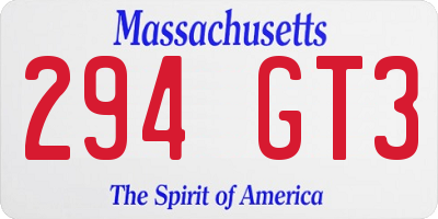 MA license plate 294GT3