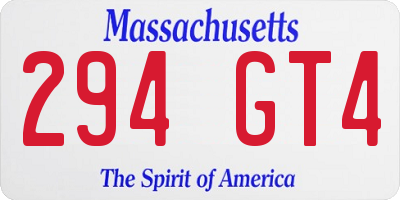 MA license plate 294GT4