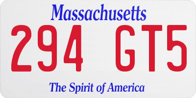 MA license plate 294GT5