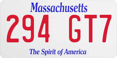 MA license plate 294GT7