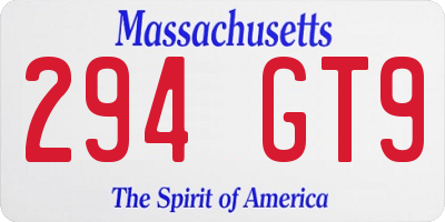 MA license plate 294GT9