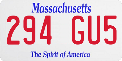 MA license plate 294GU5