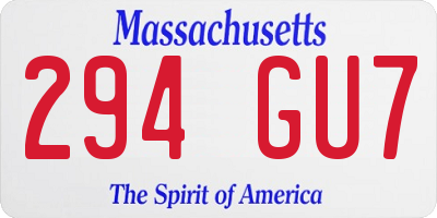 MA license plate 294GU7