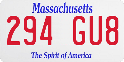 MA license plate 294GU8