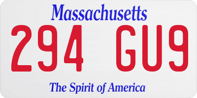 MA license plate 294GU9