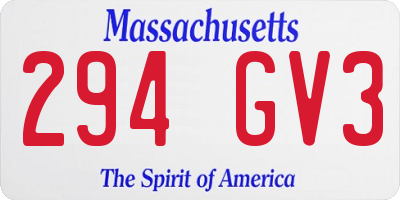MA license plate 294GV3