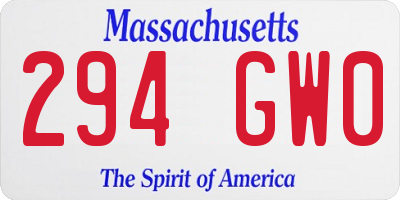 MA license plate 294GW0