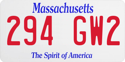 MA license plate 294GW2