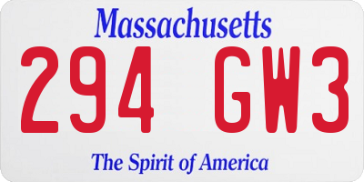MA license plate 294GW3