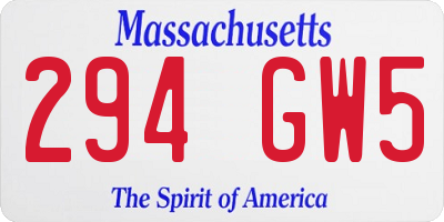 MA license plate 294GW5