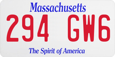 MA license plate 294GW6