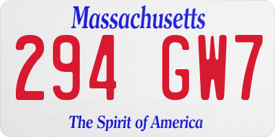 MA license plate 294GW7