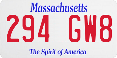 MA license plate 294GW8