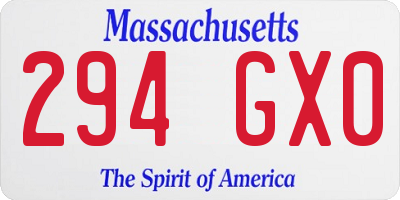 MA license plate 294GX0